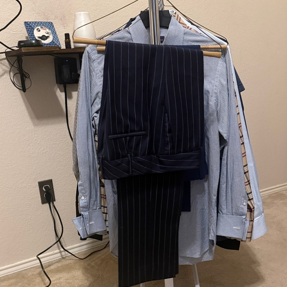 Brooks Brothers Dark Blue Striped Dress Pants